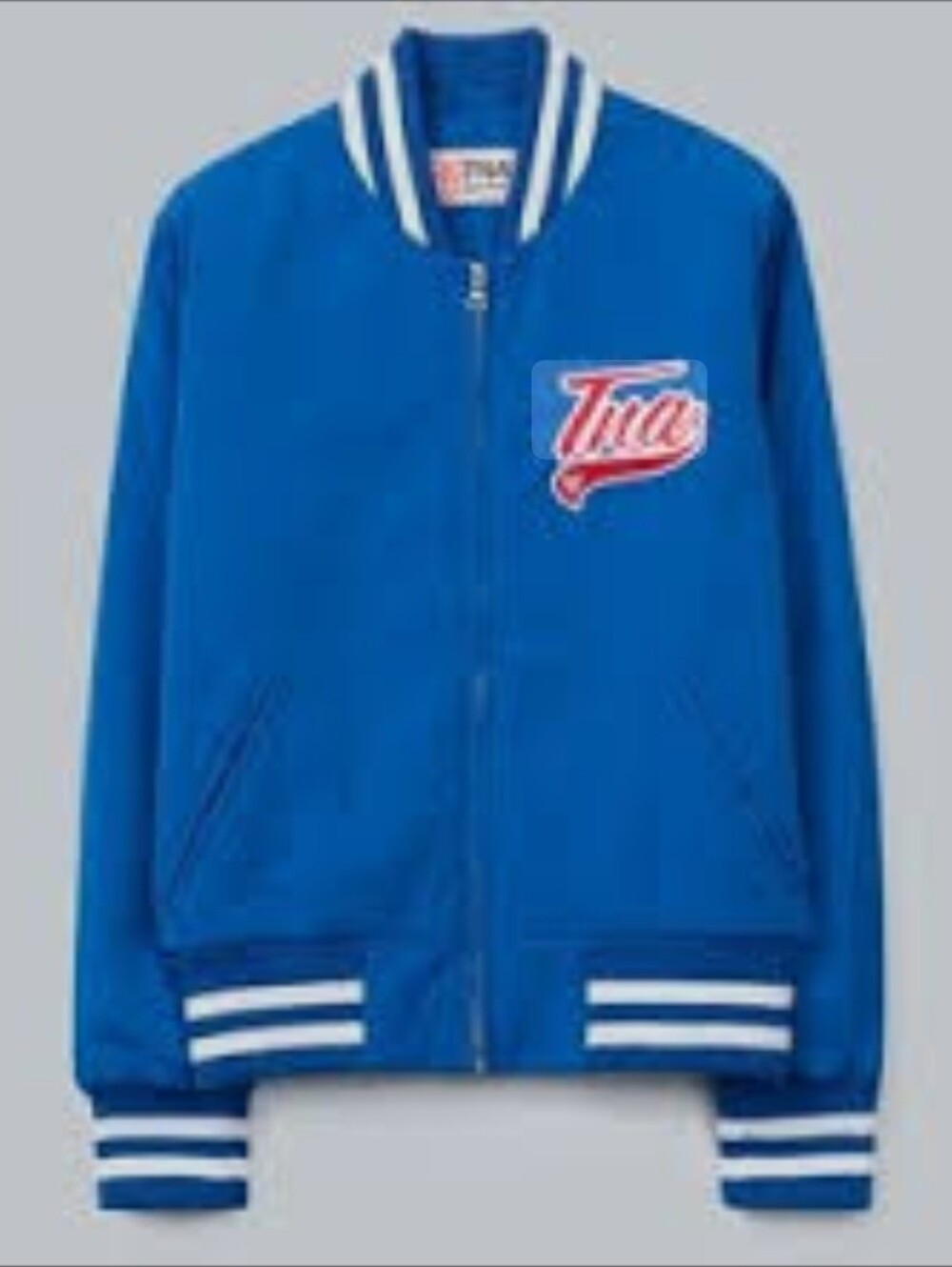 TNA Blue Varsity Zip-Up Bomber Jacket Size Small